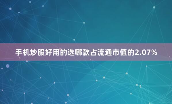 手机炒股好用的选哪款占流通市值的2.07%