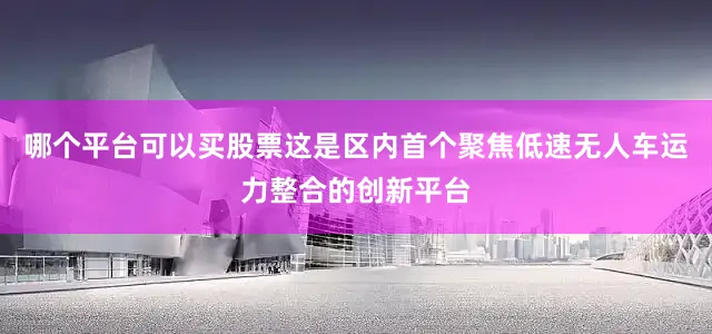 哪个平台可以买股票这是区内首个聚焦低速无人车运力整合的创新平台