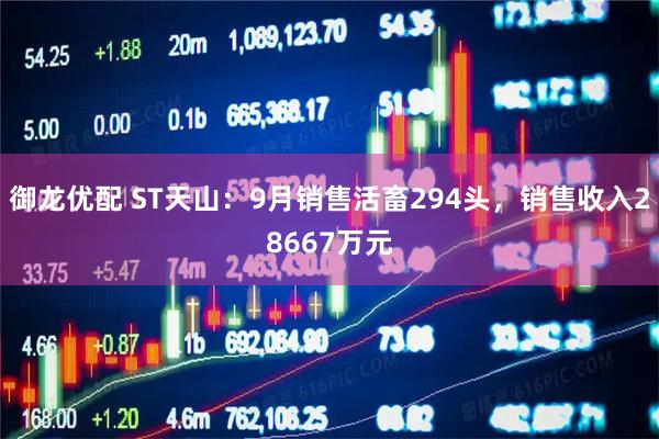 御龙优配 ST天山：9月销售活畜294头，销售收入28667万元